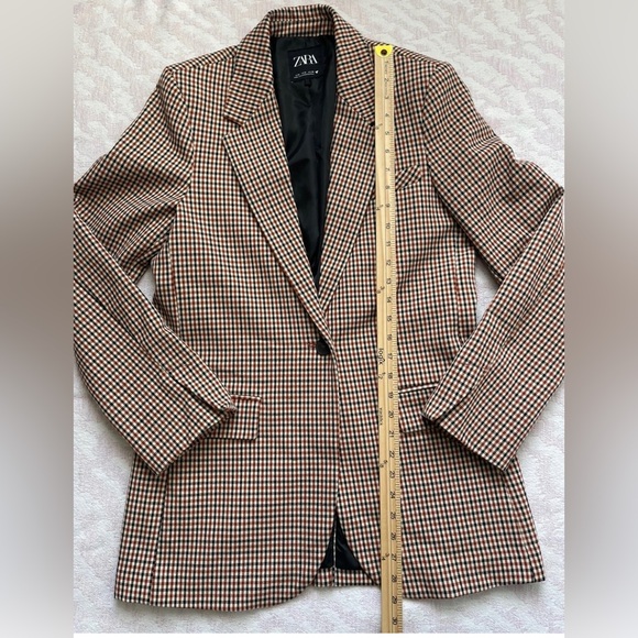 Zara Women's Plaid Check Blazer in Brown and Black - Picture 5 of 13